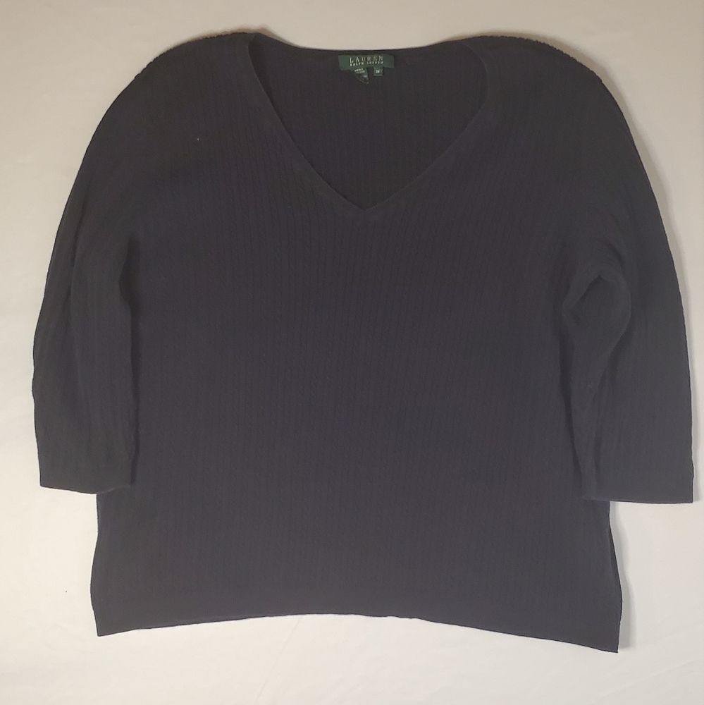 Ralph Lauren Women's Sweater V-Neck Cable Knit